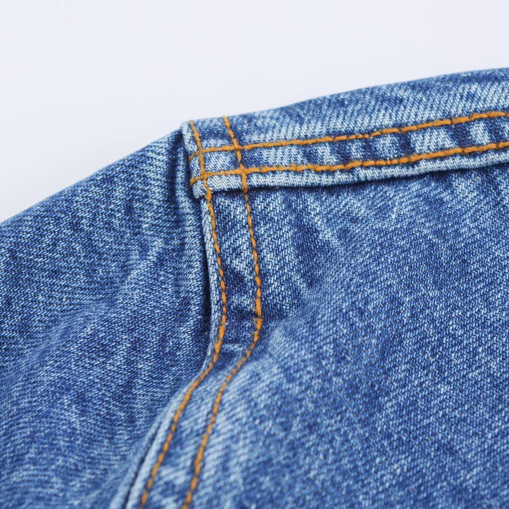 2025 Spring Women's Casual Loose Denim Midi Dress with Button Decor