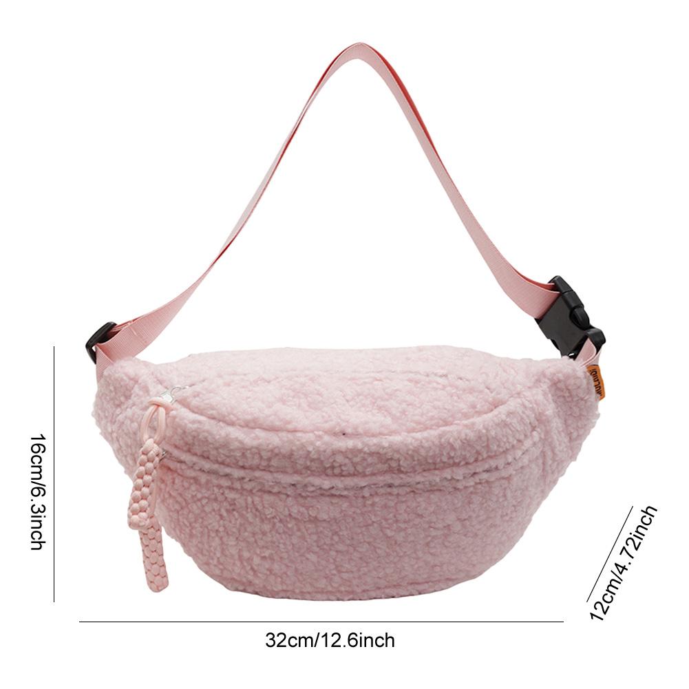 Women Fleece Sherpa Chest Bag Small Size Fanny Pack Trendy Shoulder Bag Cute Waist Pouch Sling Bum Bag Travel Crossbody Bags