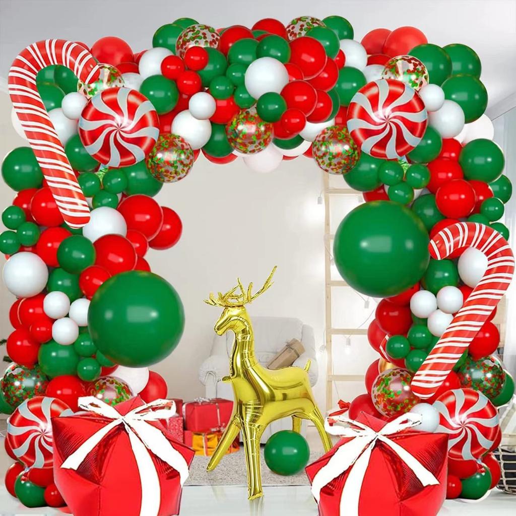 Christmas Balloon Chain Merrychristmas Festive Atmosphere Decorative Props Photo Background Wall