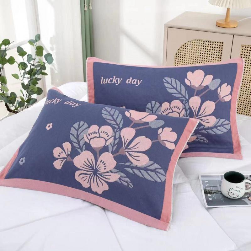 Yiwenwo Non-Slip Extra Large Cotton Gauze Pillowcase with Fixed Straps for Students & Adults