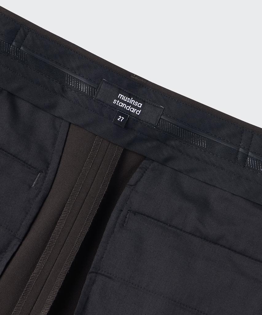 MUSINSA STANDARD WOMAN Women'S Slim Straight Hidden Elastic Waist Length Slacks [Dark Gray]