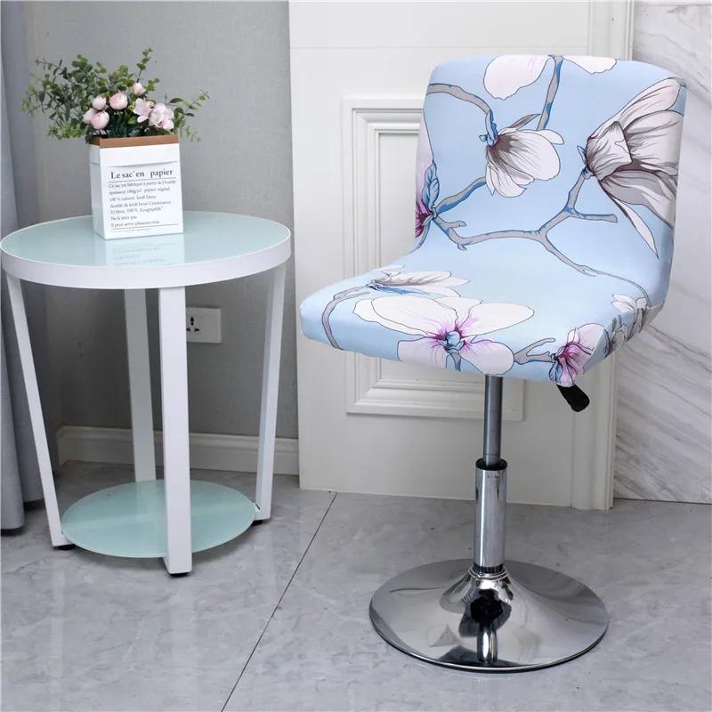 Flower Bar Stool Chair Cover Low Back Chair Slipcovers Spandex Seat Case Elastic Office Chair Cover Dining Seat Protector