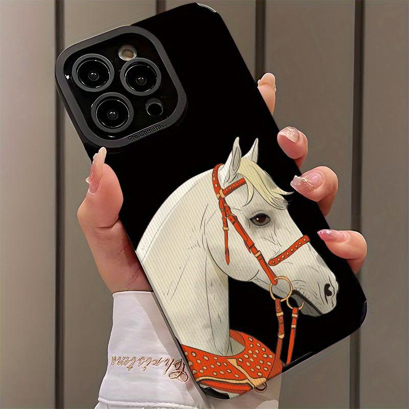 White Dragon Horse Pattern Phone Case Suitable for iPhone 17 16 15 14 13 12 11 Pro/Max/Plus Anti Drop and Shockproof Back Cover