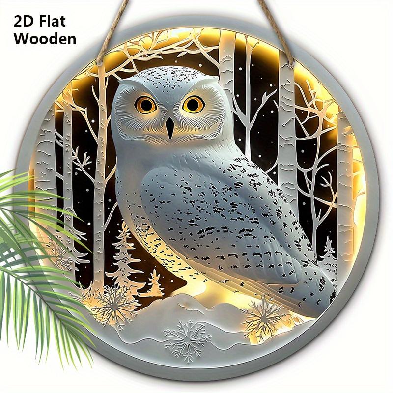 

Уникальная деревянная табличка с совой - Идеальный декор для подвешивания на стену у входной двери - Идеальное домашнее подвесное украшение 20cm/7.87in белый
