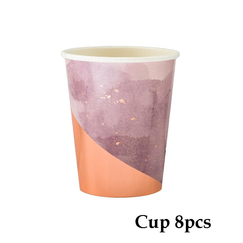 Fioletowy Akwarelowy Papier Pozłotniczy Jednorazowa Zastawa Stołowa Paski DIY Papierowe Talerzyki Kubki Zastawa Stołowa Dekoracja Stołu na Wesele Urodziny