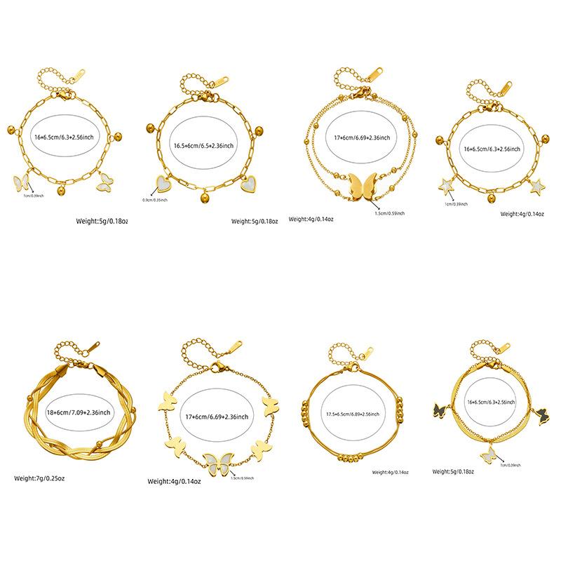 Fashion Jewelry Butterfly Heart Star Chain Pendant Bracelet for Women