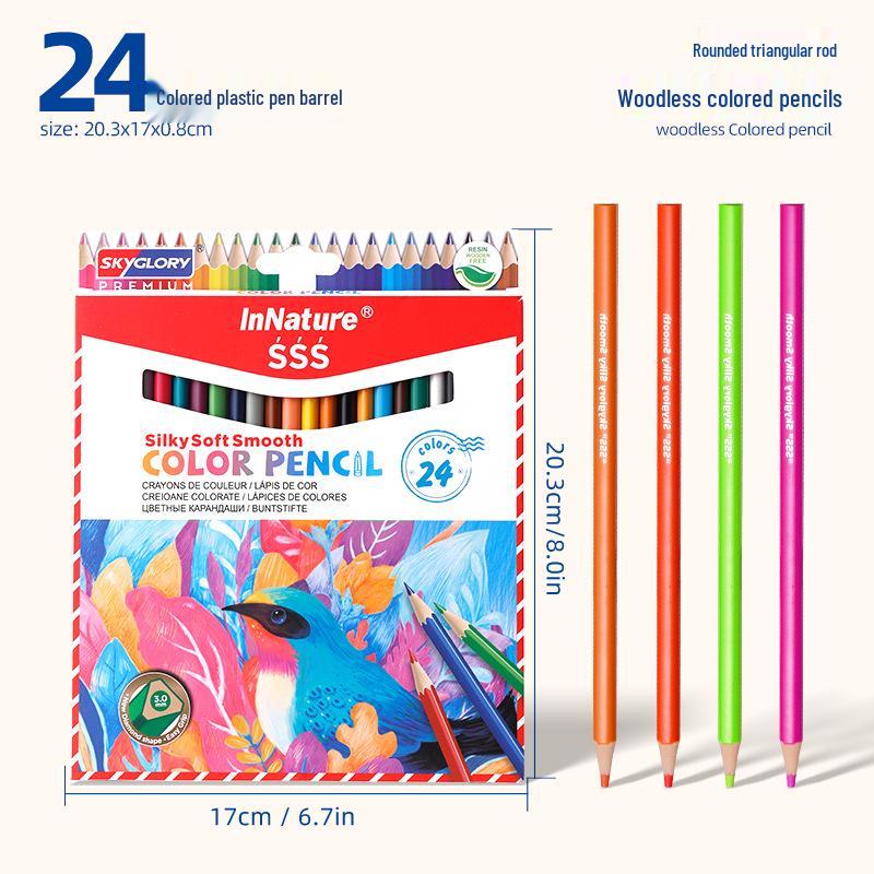 Eco-Friendly Hexagonal Oil-Based Colored Pencils - 48 Color Set for Students