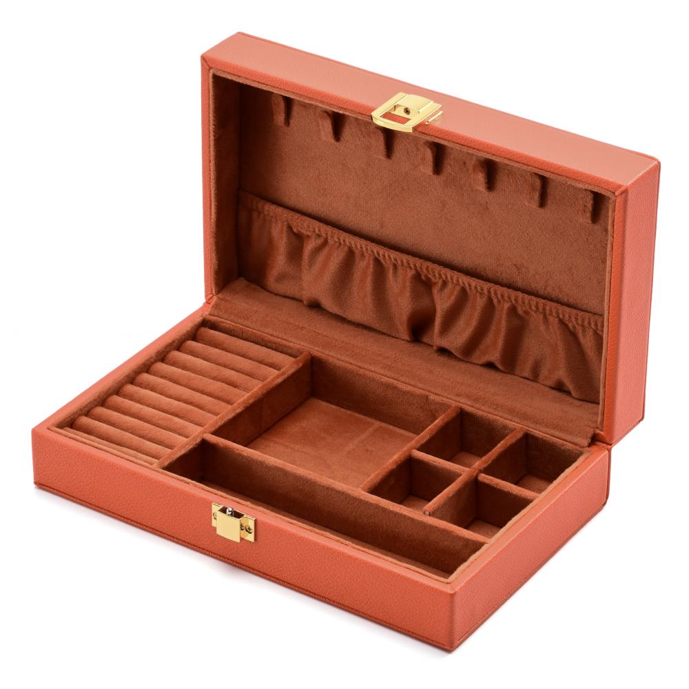 Custom Logo Luxury PU Leather Jewelry Boxes Portable Multi-grid Flip Top Jewelry Storage Box for Ring Necklace Earring