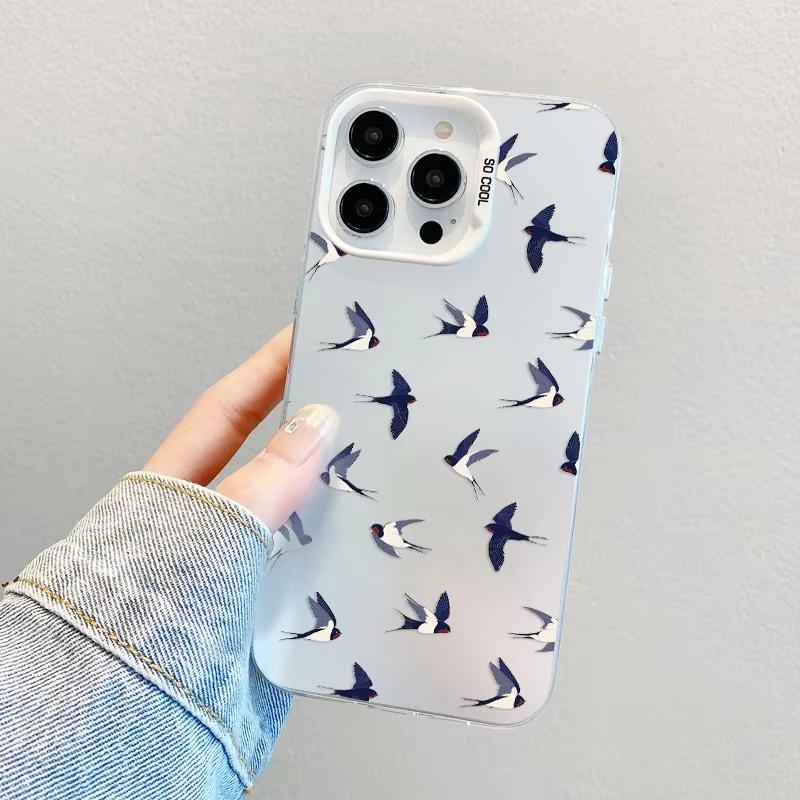 Elegant Flying Swallow Pattern Phone Case For iPhone 17 Pro Max 16 15 Pro 14 13 Mini 12 11 XR XS 17Air Plus Hard Matte Cover