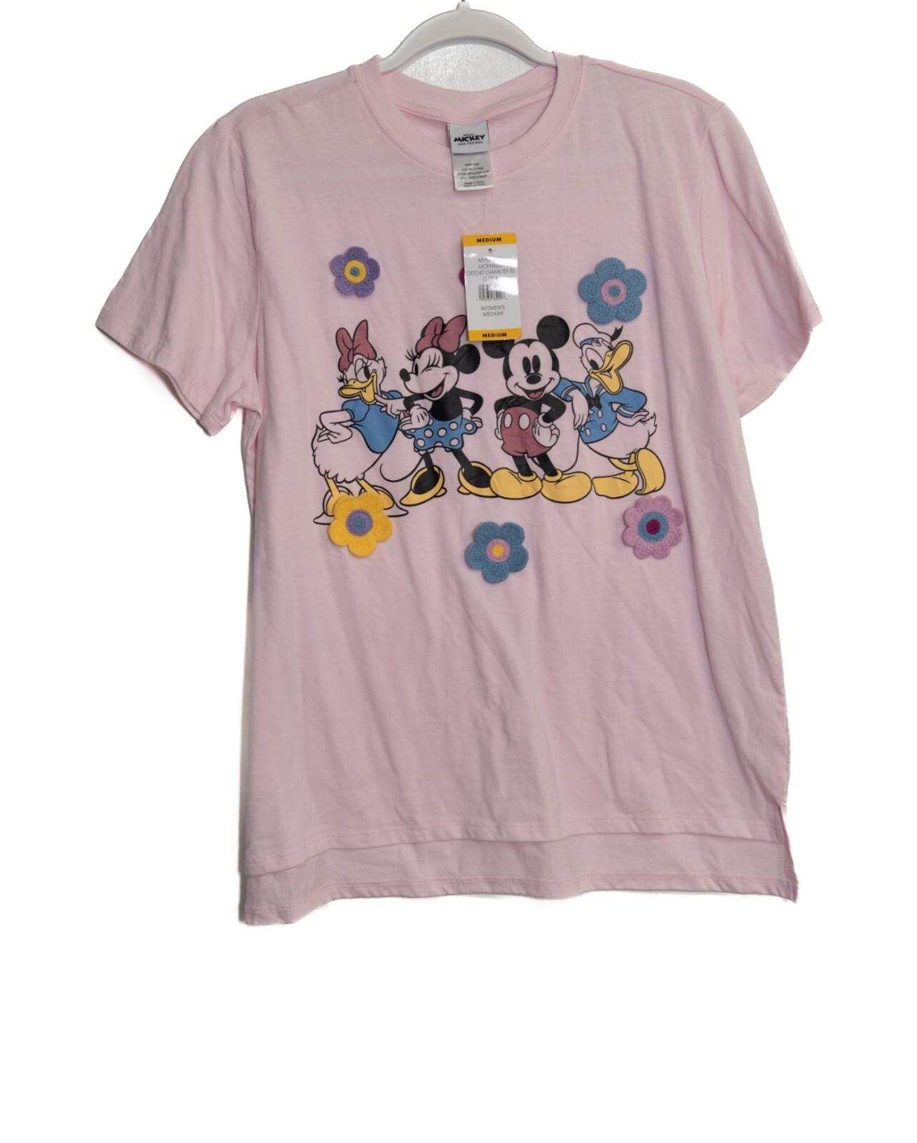 Disney Mickey Friends Womens Size M Pink Graphic T-Shirt S