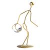 Athlete Crystal Ball Figurine Geometry Man Statue Metal Art Ornament Crafts for Home Children Room Office Tabletop