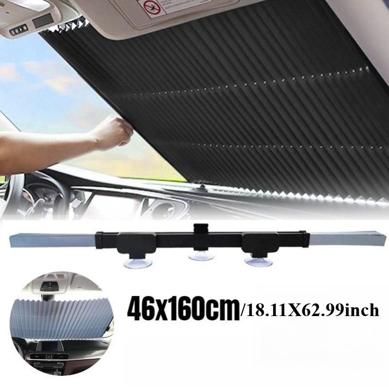 Car sunshade automatic retractable front windshield sunscreen, summer car accessories, UV protection, easy to install