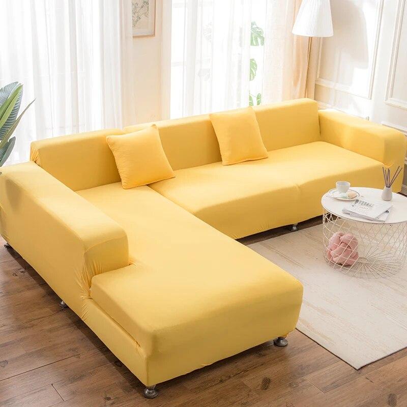 1 шт., однотонные чехлы для дивана для гостиной, эластичные L-образные угловые чехлы для диванов, чехлы для стульев, защита для мебели, домашний декор