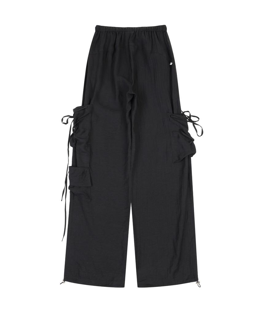 ORDINARY HOLIDAY Linen Cargo Wide Pants [Black]