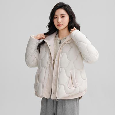 Kurze Daunenjacke, Lockerer koreanischer Stil, Vielseitige Winter-Steppjacke mit Kapuze, Dicke Jacke