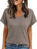 European & American Women's Summer V-neck Short Sleeve Casual Pullover T-shirt 2025