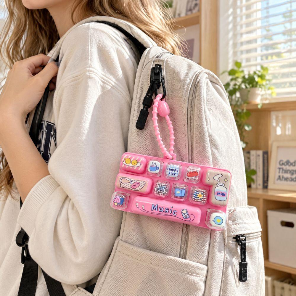 Clicker Sound 12 Keys Keyboard Keychain Pressable Keys Stress Relief Fidget Toy  Bag Ornaments