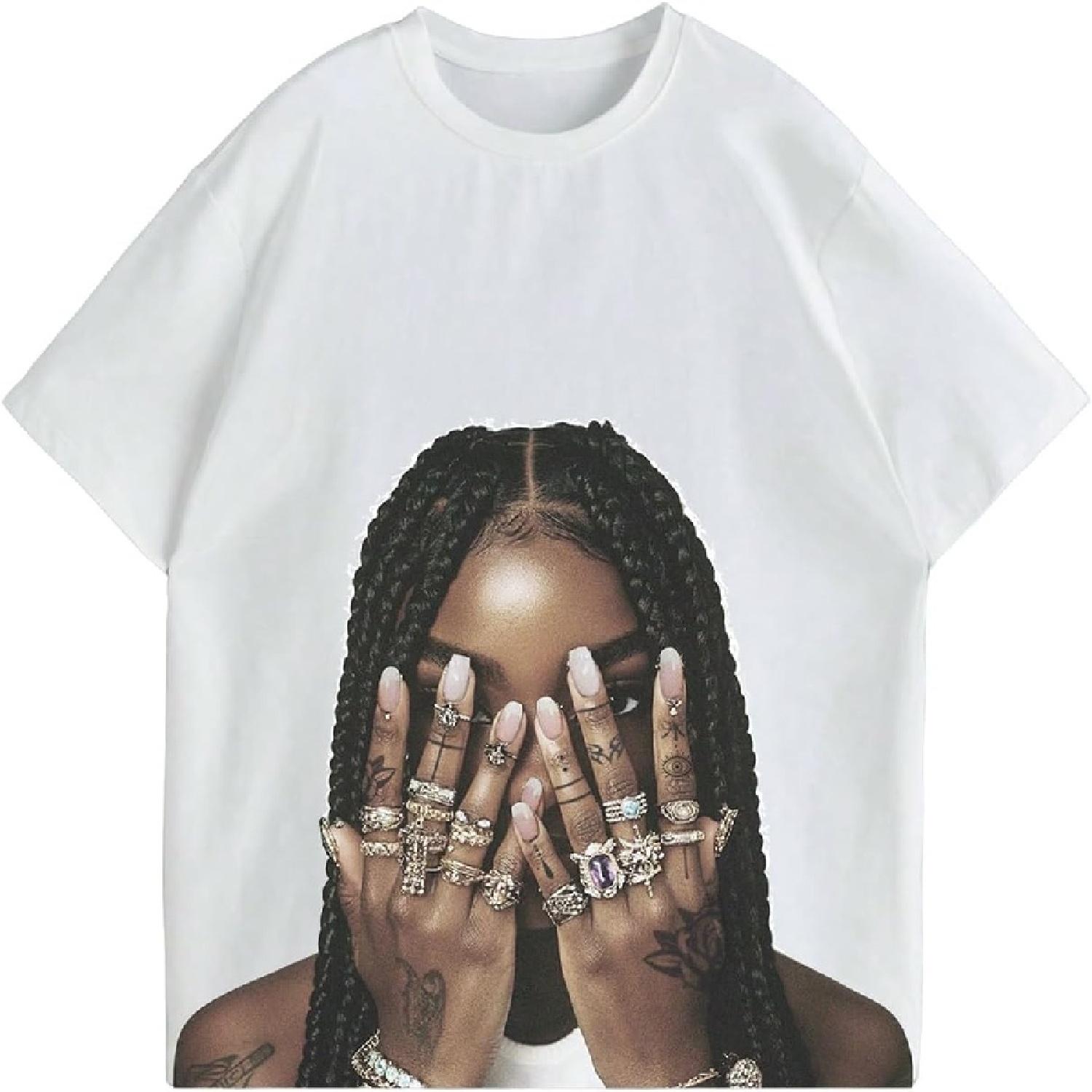 Verdusa Women s Graphic Figure T Shirts Rock Band Round Neck Drop Shoulder Going Out Tops S