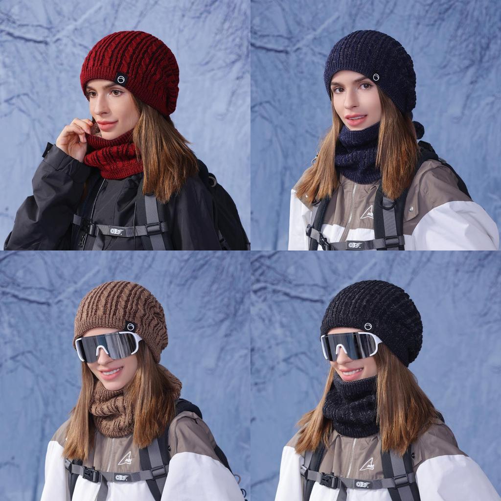 Knit Hat And Scarf Set For Women With Fleece Lining Winter Warmth And Protection