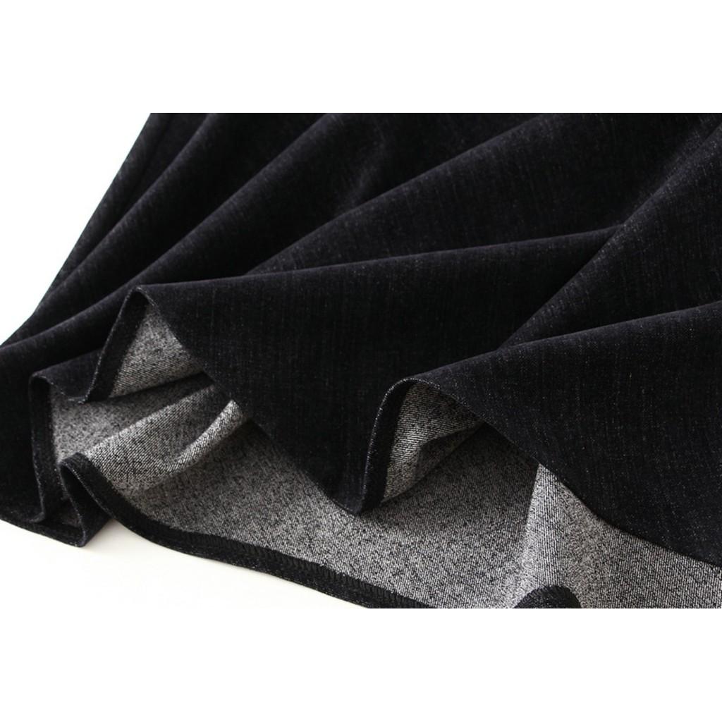 Qooth Mermaid Pencil Skirt Elastic Waist A Line Mid Length Skirt with Decorative Metal Buttons QT2759