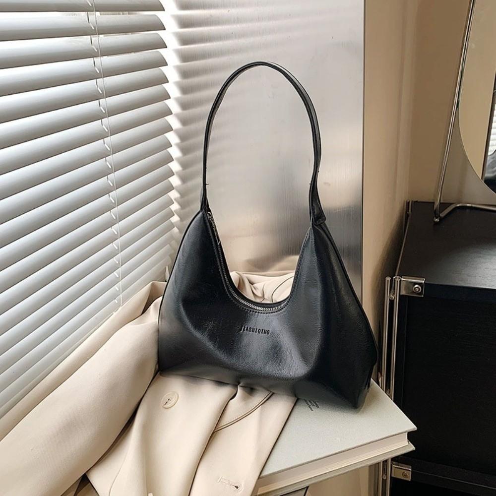 Anti-Splash Water Underarm Bag Solid Color PU Leather Shoulder Bag Soft Women Hobo Bag  Girls