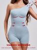 Damen nahtlose einteilige Shapewear Bauchweg Hüftformer Body mit unregelmäßigem Einzelträger bequeme Unterwäsche