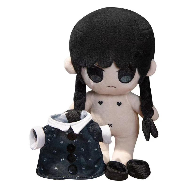 Süße Adams Hochzeit. Mädchen Plüsch Lustiges Wütendes Gesicht Doppelte Zöpfe Gerader Pony Mädchen Kleidung Schuhe Abnehmbare Stoffpuppe Spielzeug Für Kind 25cm