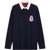 Cotton American College Style Badge Embroidered Color Block Loose Long Sleeve Polo Shirt Men Tops MW0MW40288
