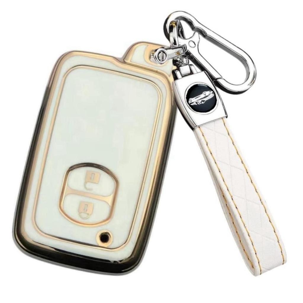 Corolla Key Case Compatible with Toyota Prius Aqua Vitz 86 IQ Mark X Crown SAI Wish Prius Key Cover (White)