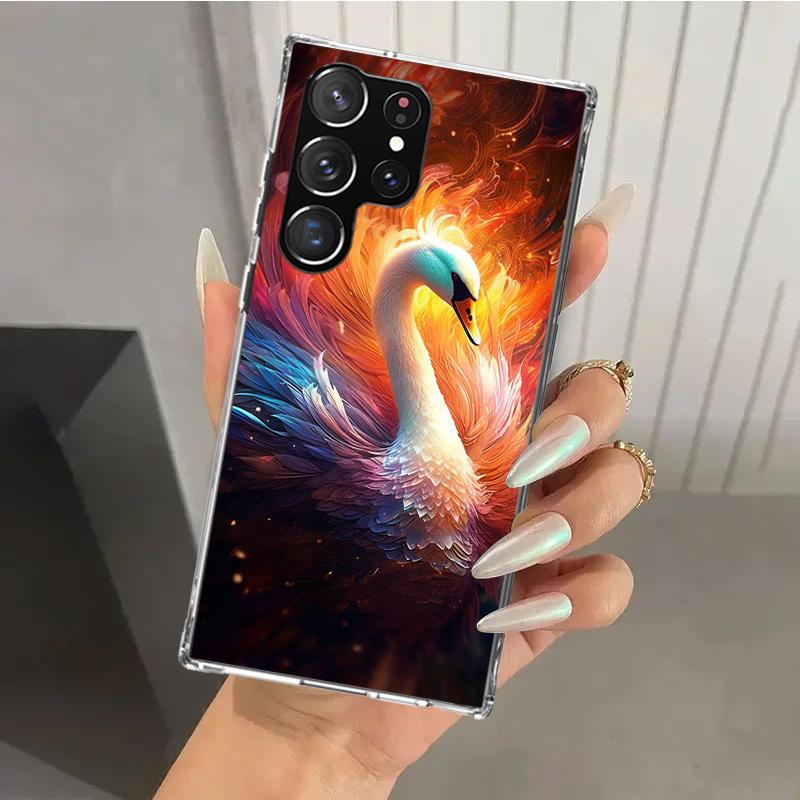 White Swan Grace Art Phone Case for Samsung Galaxy S26 S24 S23 Ultra S25 Edge S22 S21 Plus S20 FE + Soft Print Shell Funda Galax