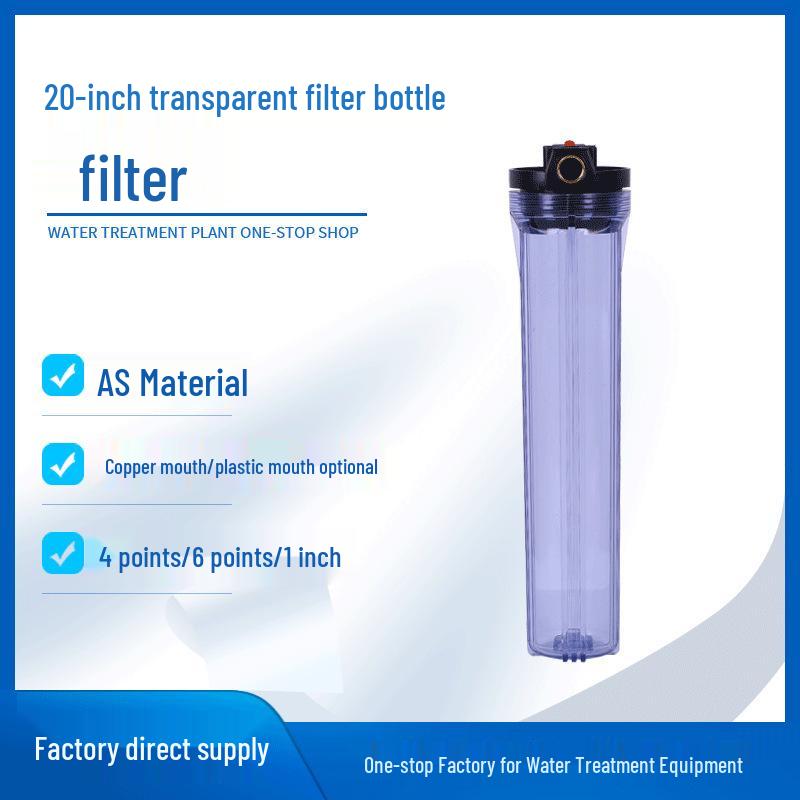 20-inch Transparent Water Purifier Pre-filter Housing with 1/2”, 3/4”, 1” Pipeline Connections 1/2 inch
