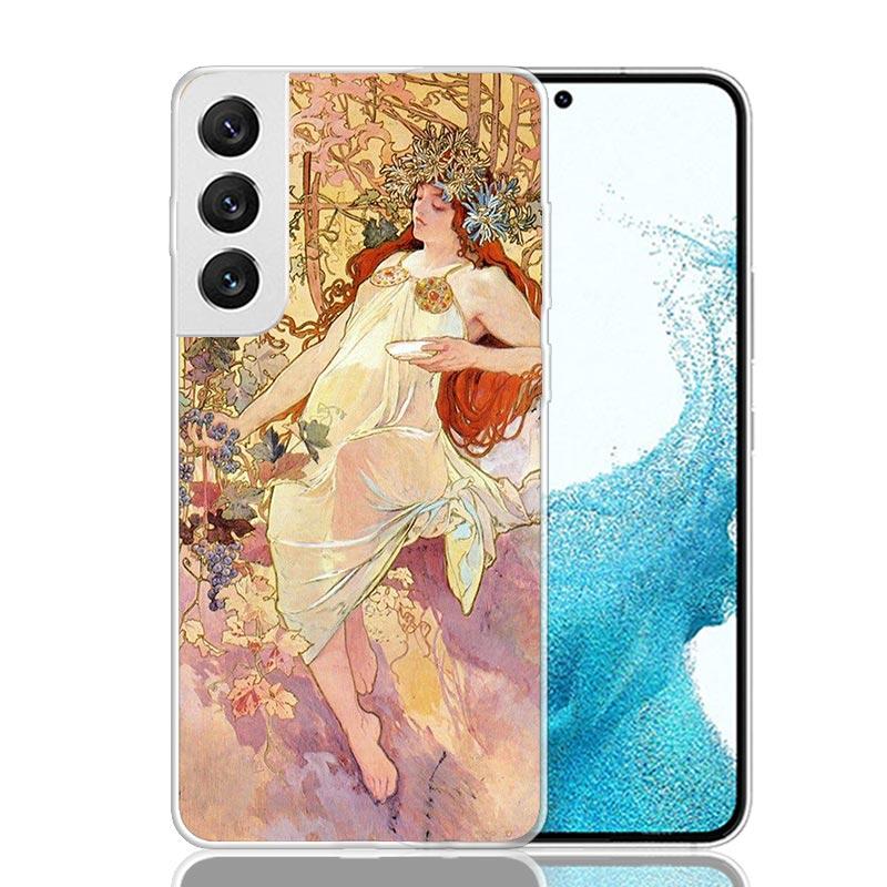 Alfons Mucha Primavera Case Phone Cover for Samsung Galaxy S24 S25 Ultra S23 Plus S22 + S21 S20 FE S10 S25Plus Trend Fundas S24