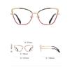 New Personality Sweet Cool Style Ladies Metal Cutout Cat Eye Anti-blue Light Glasses