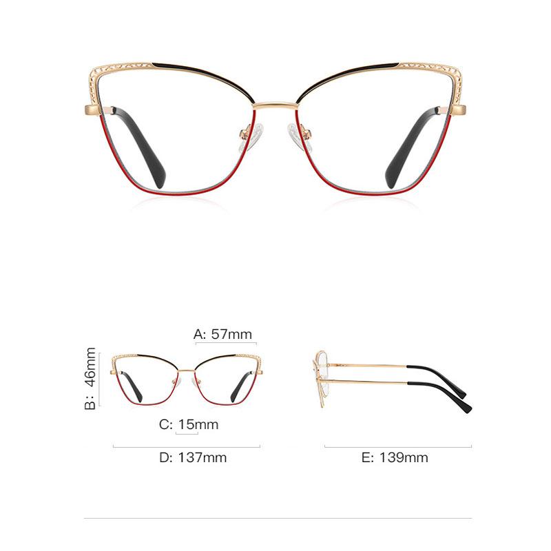 New Personality Sweet Cool Style Ladies Metal Cutout Cat Eye Anti-blue Light Glasses