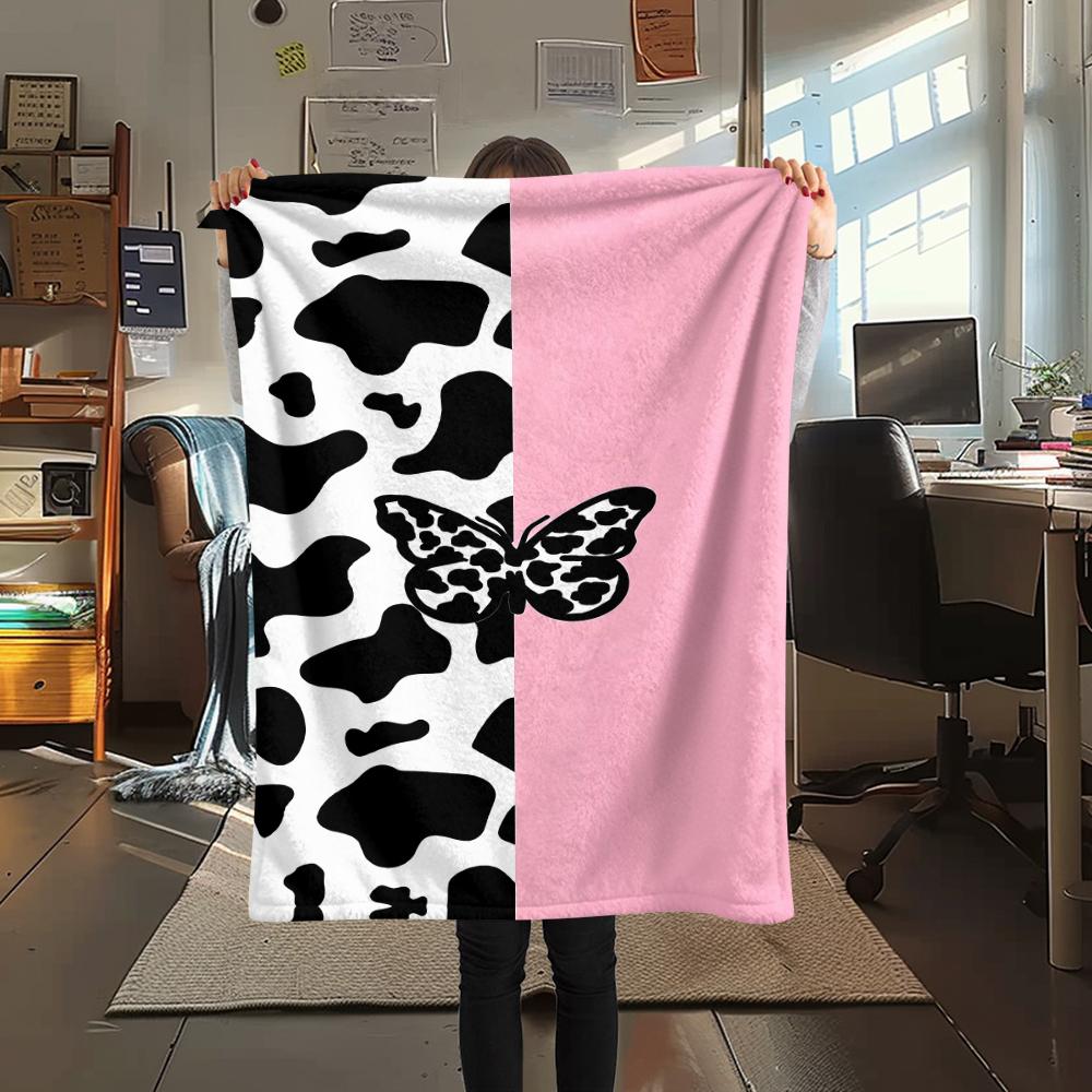 Leoparden- und Kuhmuster Flanelldecke, Hohe Qualität, Bequem für alle Jahreszeiten, Heimdekoration, Wärme und Komfort, Perfekt für Weihnachtsgeschenke