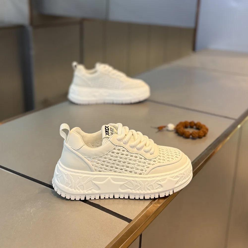 Fashion Fashion Versatile White Men Sport Shoes Platform Thick Sole Casual Sneakers Breathable Lightweight Running Shoes Tennis Shoes