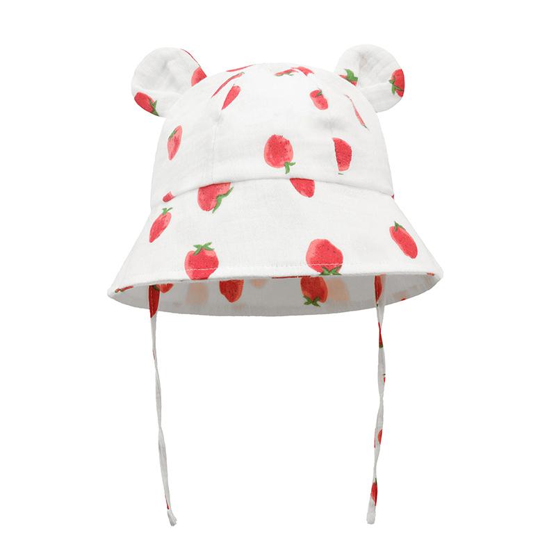 Baby Summer Hat 100% Cotton Adjustable Kids Bucket Hat Muslin Cartoon Children Panama Cap Infant Bonnet Toddler Hat 1-3Y