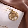 Metal Hollow Pendant Diy Life Tree Inlaid Opal Pendant Pendant Women'S Necklace Accessories Material