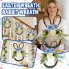 Easter Bunny Wreath Door Hanging Decoration Handmade Simulated Flower Wreath Home Front Door Decoration Background Easter Decor Wreath