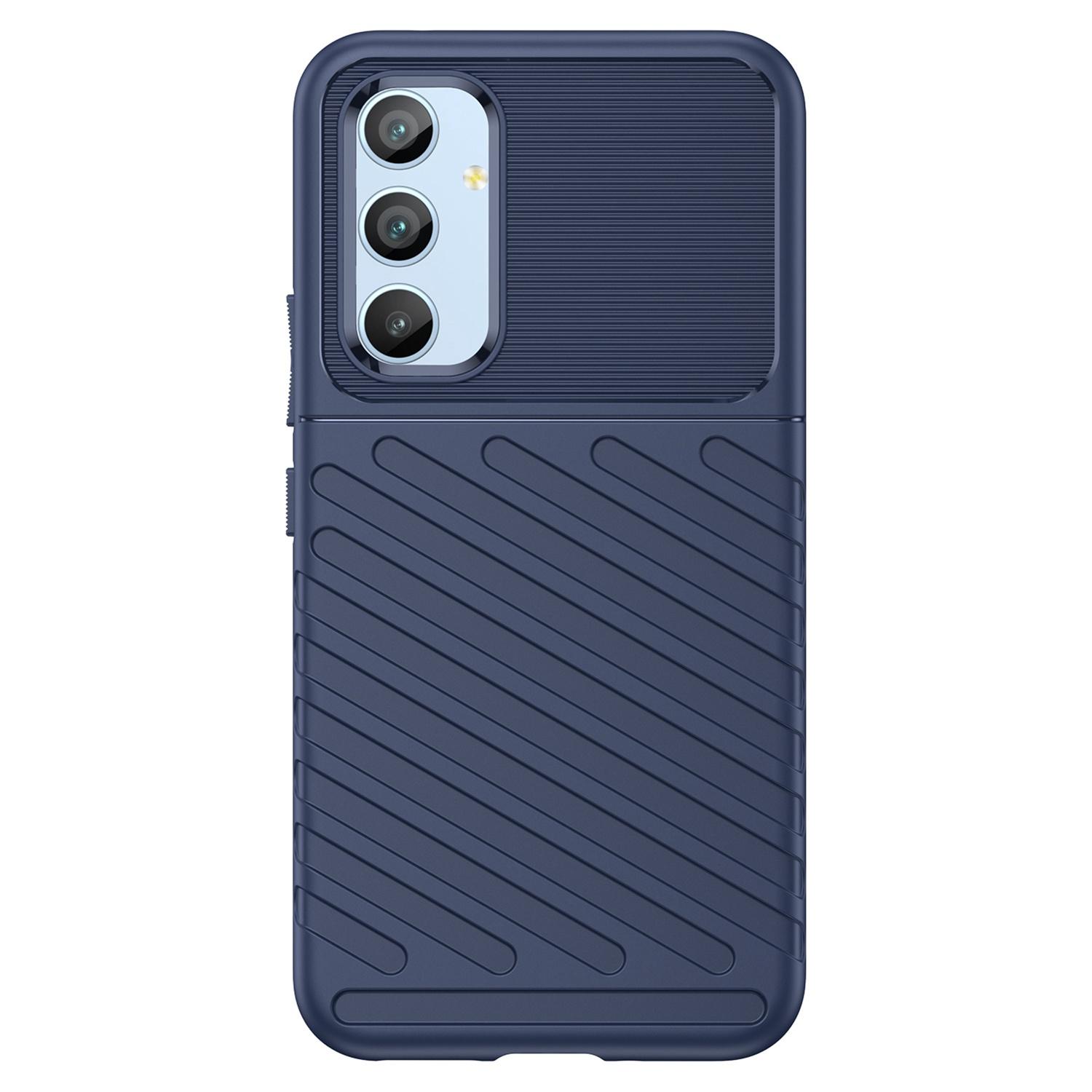 

For Samsung Galaxy A54 5G Thunder Series Shockproof Thickened TPU Phone Case Twill Texture Anti-Slip Phone Cover Blue