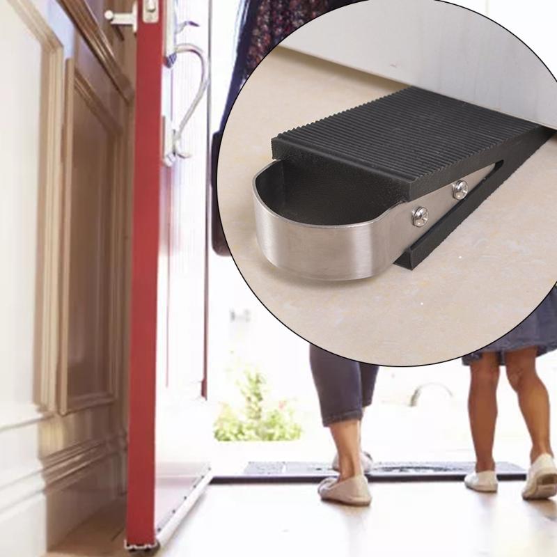 Rubber Door Stopper Wedge Block Guard Wind Dust Blocker Stopper Protector For Home Children Office With Stainless Steel