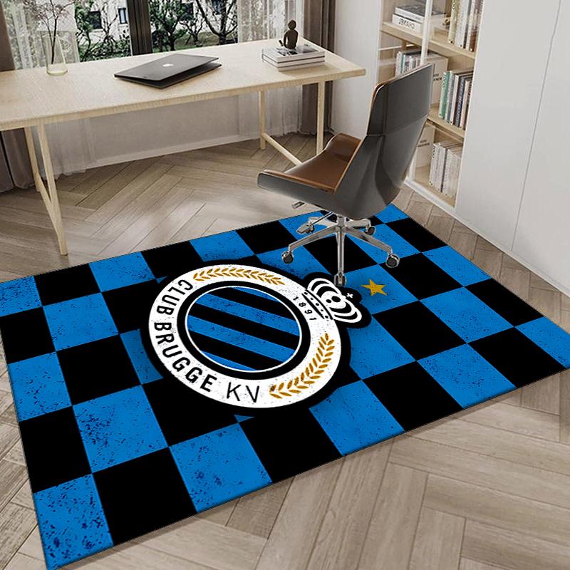 1PC FC Brugge Crest Rug Game Carpet, Floor Mat for Bedroom Living Room Entryway Rug, Home Decor Idea Gift for Christmas birthday