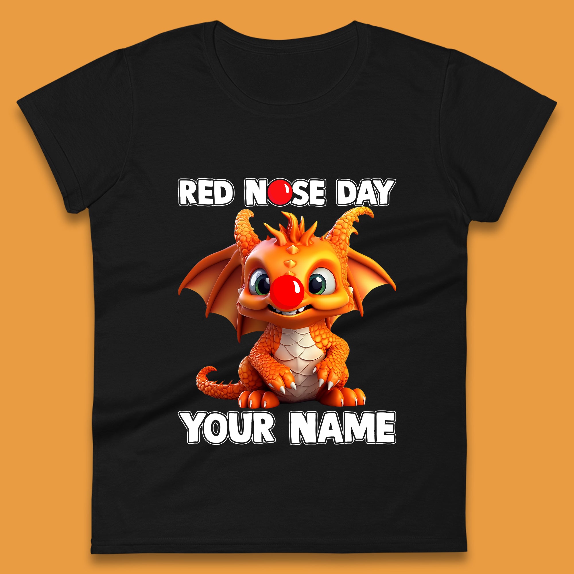Personalised Red Nose Day Dragon Womens T-Shirt Mens Tops Tees Unisex 3XL