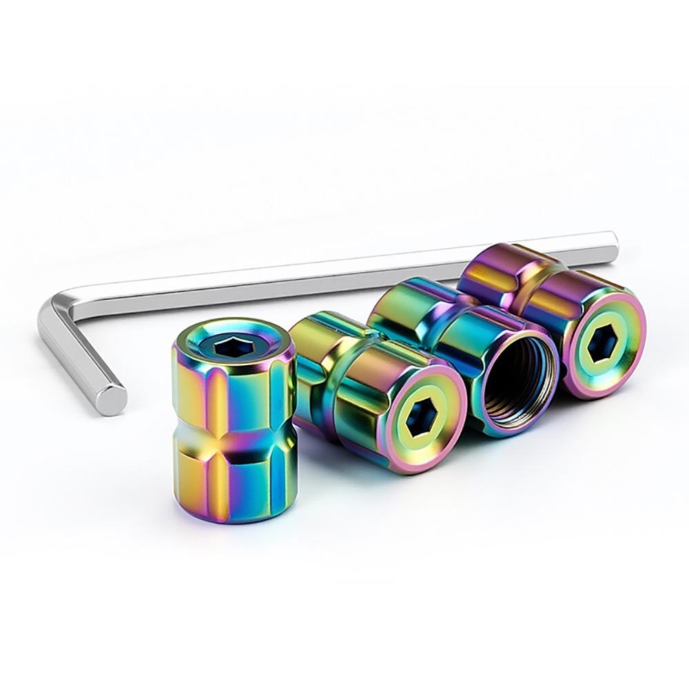 4PCS Anti-theft Car Wheel Valve Caps Multicolor Air Valve Caps Tire Valve Plugs Universal