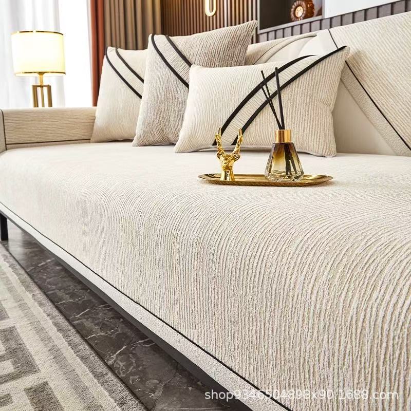 Fixed Anti Slip Sofa Cushion Anti Cat Scratch Chenille Sofa Cover Cloth Four Season Universal Thickened Decorative Backrest Armrest Towel L Cushion