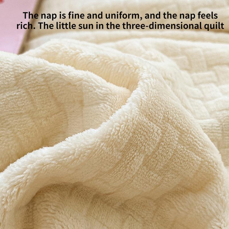 Winter Milk Flour Four Piece Set Solid Coral Flour Duvet Cover Thickened Double Face Flannel Antistatic Carved Flour