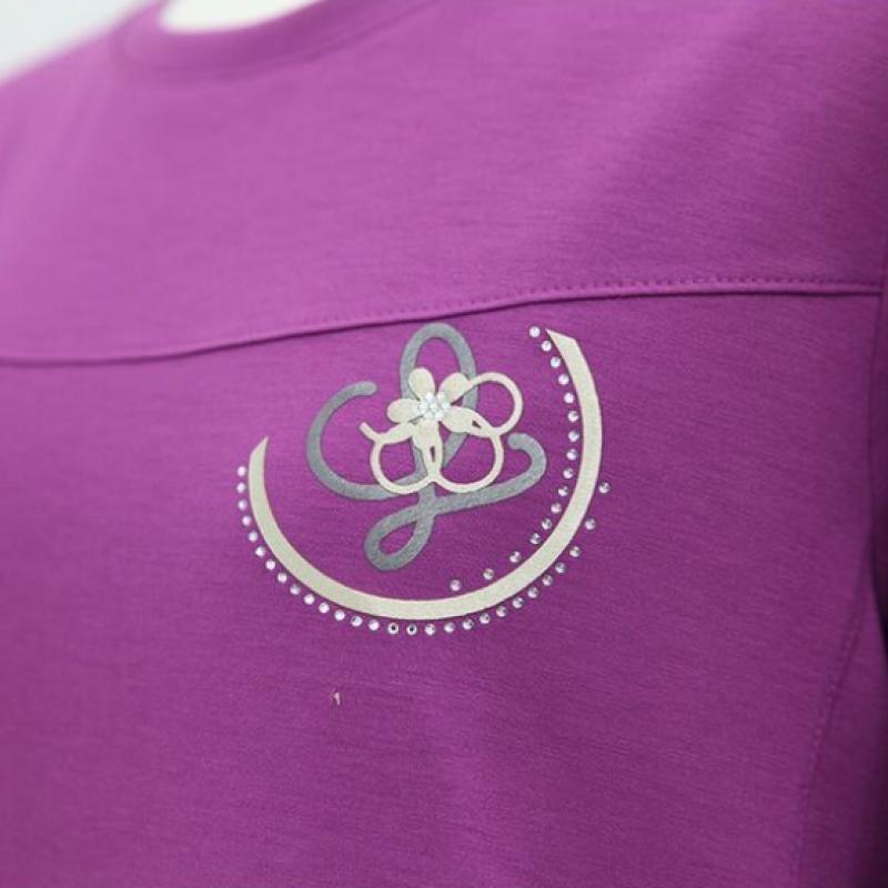 Shiz Madam Women S Cream Round Tee With Gem Decoration T57294