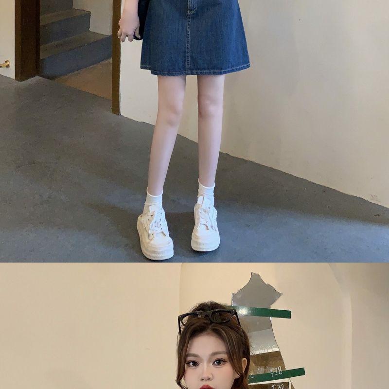 Plus Size Women's Denim Dress - 2026 Summer Slimming Skirt for Tummy Concealment
