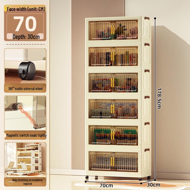 70-90cm No-Install Folding Storage Cabinet for Home, Living Room, Bedroom, Multi-layer Wardrobe, Sundries Organizer.