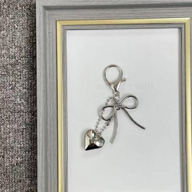 Fashion Heart Bowknot Beaded Keychain Pendant Backpack Handbag Charm Pendant Hangings Decoration Sweet Pendant Gift